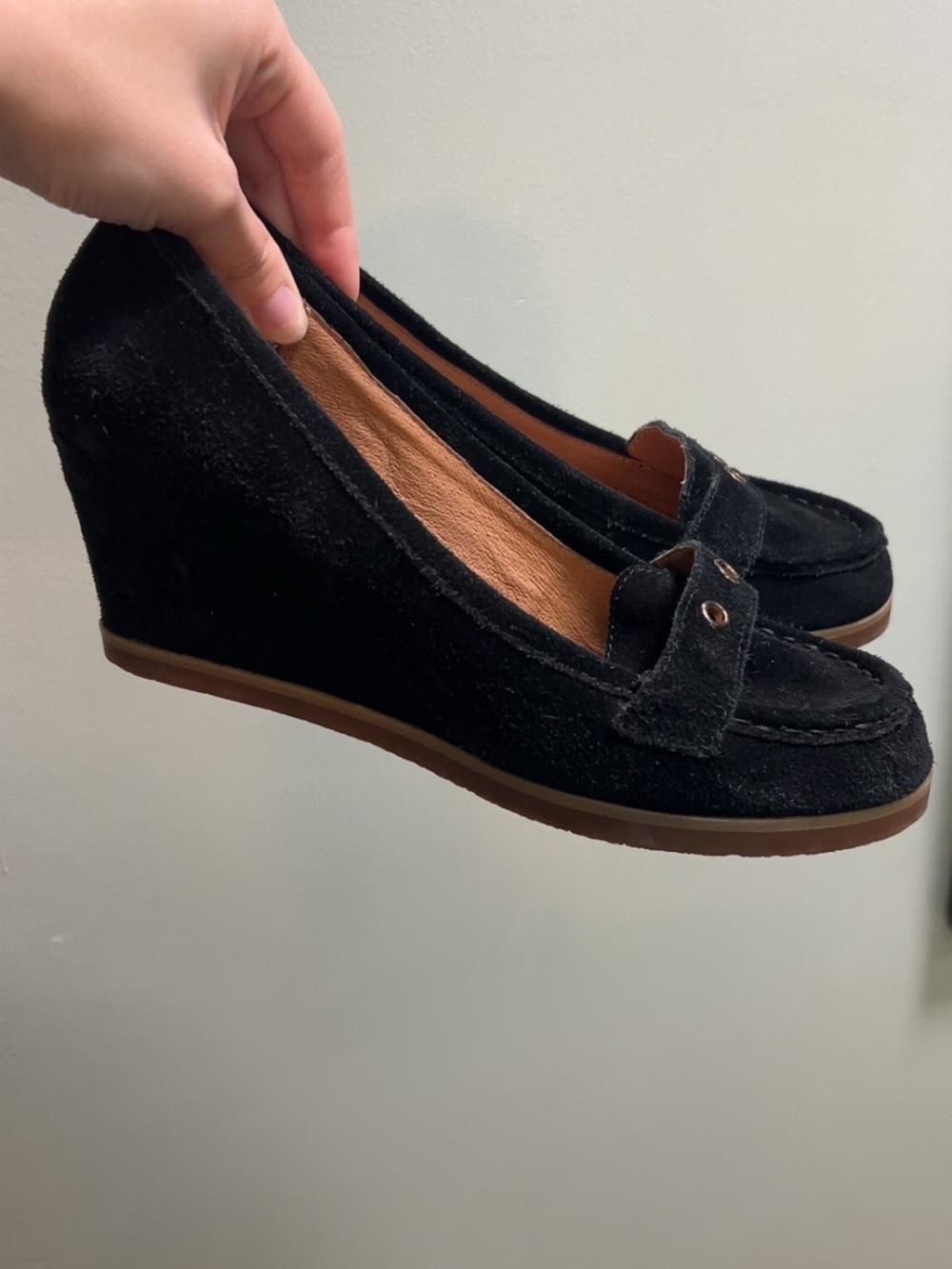 Vintage Black Wedge Loafers